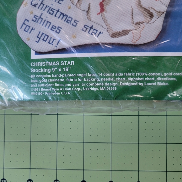 Vintage Bernat Christmas Angel Counted Cross Stitch Stocking - Picture 2 of 5